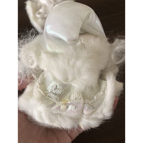 Vintage 2 Santa Face Head Hanging Ornaments Plastic Face Yarn Beard Christmas - Picture 5 of 5